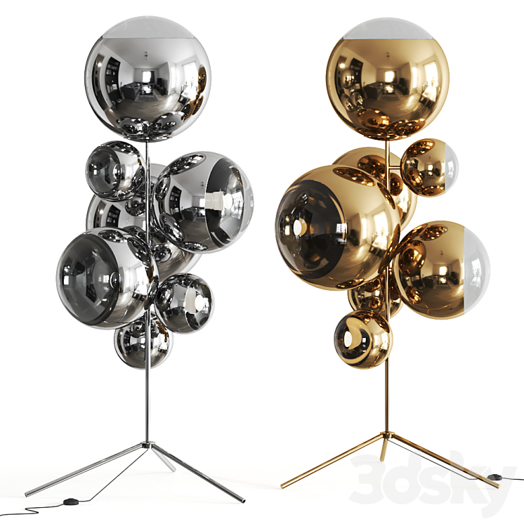 Mirror Ball Gold Stand Chandelier by Tom Dixon Floor Lamp 3DS Max - thumbnail 1