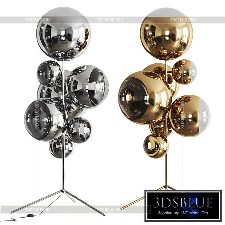 Mirror Ball Gold Stand Chandelier by Tom Dixon Floor Lamp 3DS Max - thumbnail 3