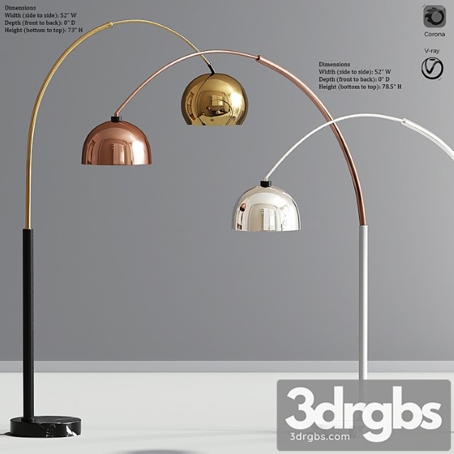 Modern arc floor lamp set 02 3dsmax Download - thumbnail 1