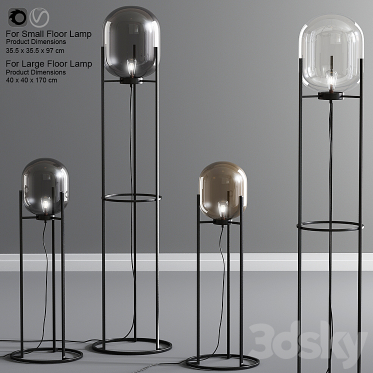 Modern floor lamps 3DS Max - thumbnail 1