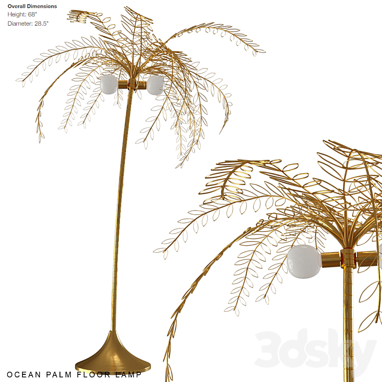 Ocean palm floor lamp 3DS Max - thumbnail 1