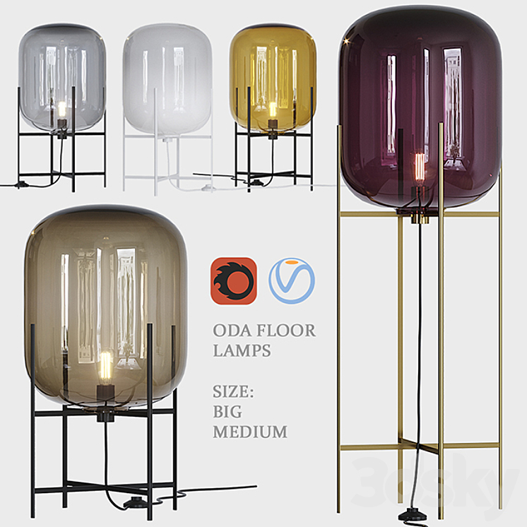 Oda floor lamps 3DS Max - thumbnail 1