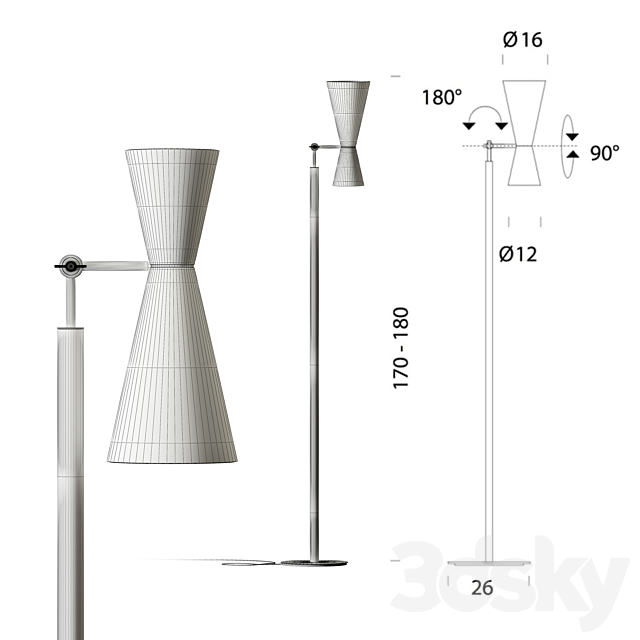 Parliament floor lamp by Le Corbusier 3DSMax File - thumbnail 2