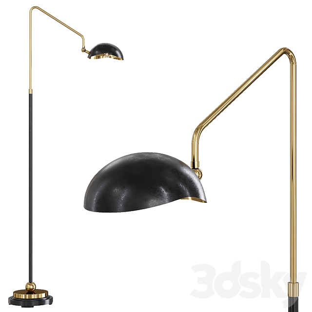 Restoration Hardware CONVESSI FLOOR LAMP Black and Brass 3DSMax File - thumbnail 1