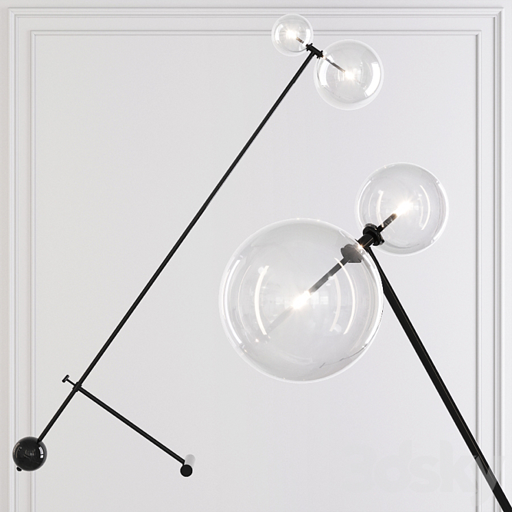 Restoration Hardware Glass Globe Mobile BOOM FLOOR LAMP Black 3DS Max - thumbnail 1