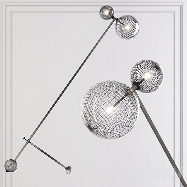 Restoration Hardware Glass Globe Mobile BOOM FLOOR LAMP Black 3DS Max - thumbnail 2