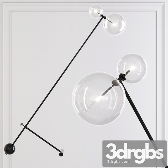 Restoration hardware glass globe mobile boom floor lamp black 3dsmax Download - thumbnail 1