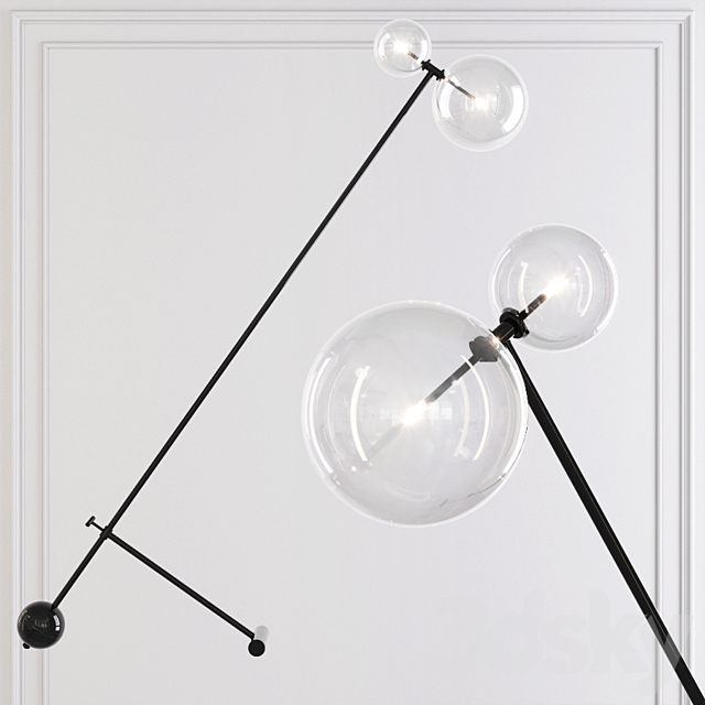 Restoration Hardware Glass Globe Mobile BOOM FLOOR LAMP Black 3DSMax File - thumbnail 1