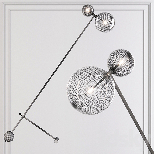 Restoration Hardware Glass Globe Mobile BOOM FLOOR LAMP Black 3DSMax File - thumbnail 2