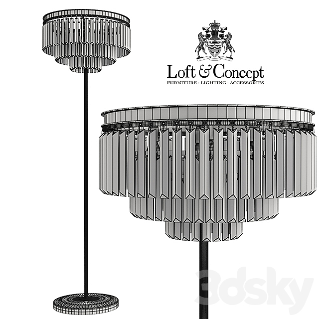 RH 1920S ODEON SMOKE GLASS FRINGE FLOR LAMPS 3DSMax File - thumbnail 3