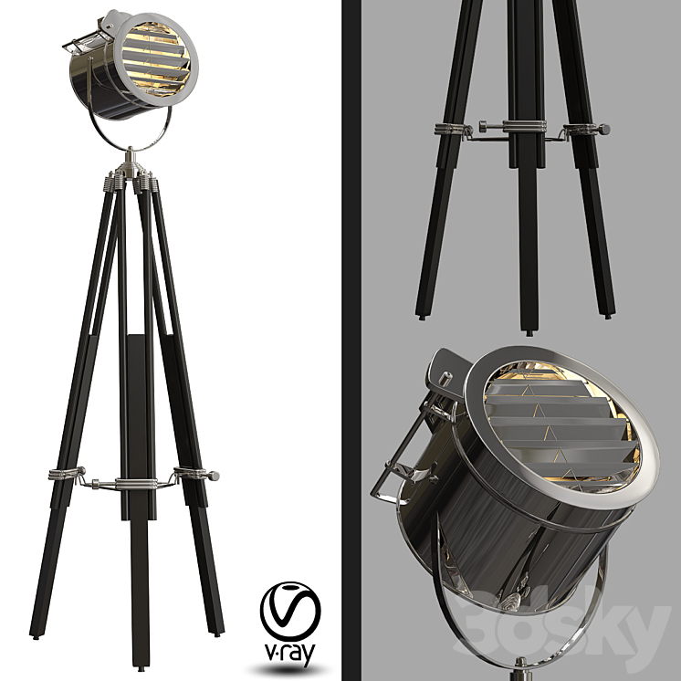 Riflettore floor standing light 3DS Max - thumbnail 1