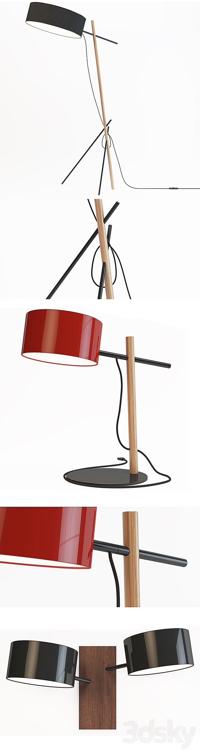 Roll & Hill – Excel Desk. Floor Lamp. Double Sconce 3DSMax File - thumbnail 2