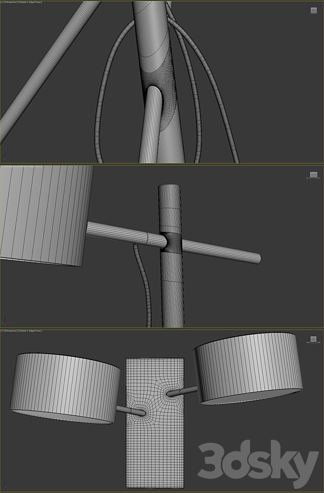 Roll & Hill – Excel Desk. Floor Lamp. Double Sconce 3DSMax File - thumbnail 3