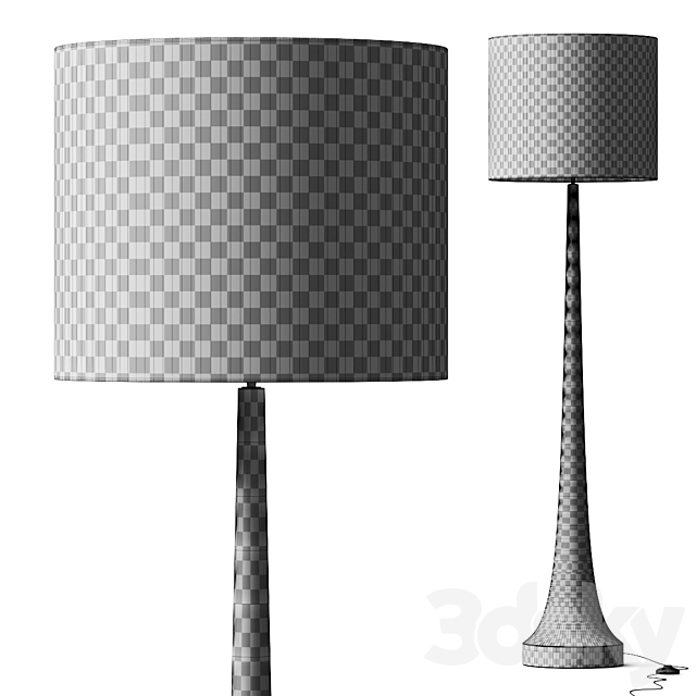 Rose and Gray Mango Wood Floor Lamp 3DS Max Model - thumbnail 2