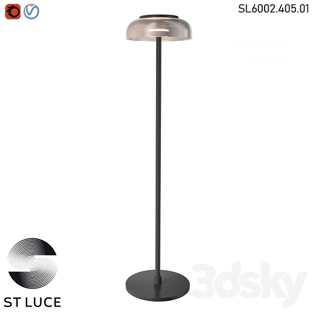 SL6002.205.01 Floor lamp ST-Luce Gold_Amber LED OM 3DS Max Model - thumbnail 2