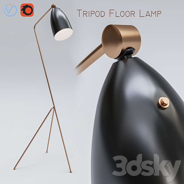 Tripod floor lamp 3DSMax File - thumbnail 1