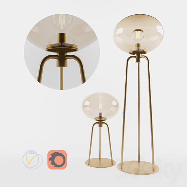 Ulivi Floor and Table Lamps 3ds Max - thumbnail 1