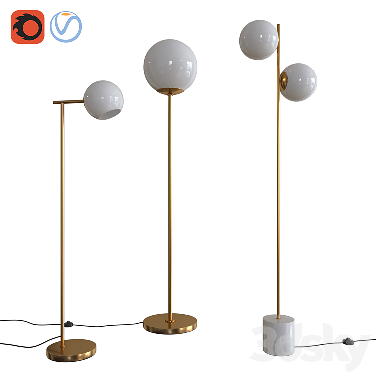 West Elm Floor Lamps Set 02 3DS Max - thumbnail 1