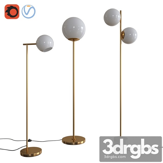 West Elm Floor Lamps Set 02 3dsmax Download - thumbnail 1