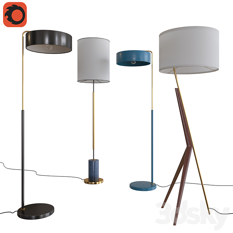 West Elm Floor Lamps Set 05 3DS Max - thumbnail 1