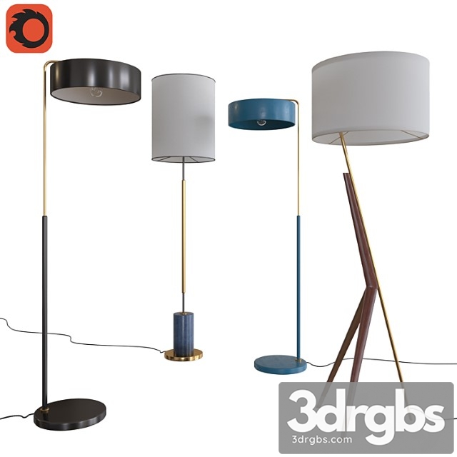 West elm floor lamps set 05 3dsmax Download - thumbnail 1