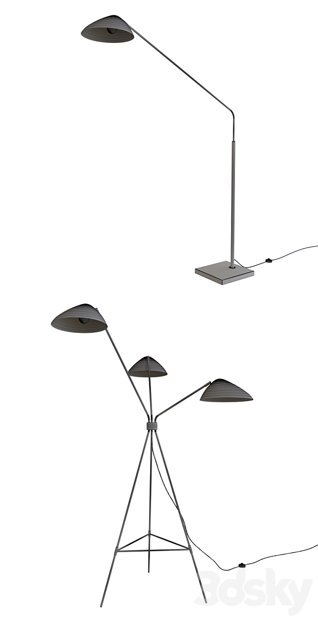 West Elm Mid-Century Floor Lamps set 3DSMax File - thumbnail 2