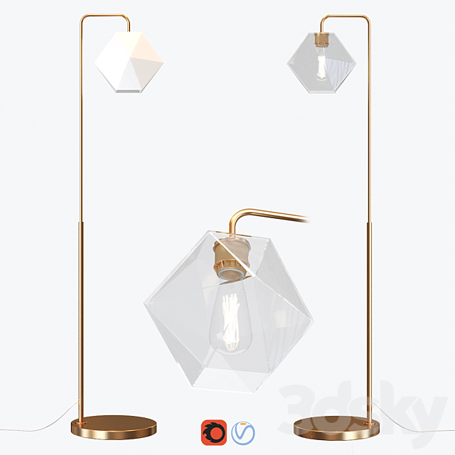 West Elm Sculptural Glass Faceted Floor Lamp 3ds Max - thumbnail 1