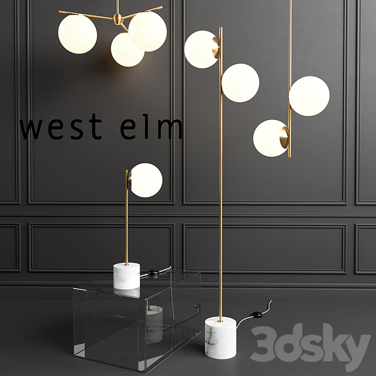 WEST ELM Sphere Lamp 3DS Max - thumbnail 1