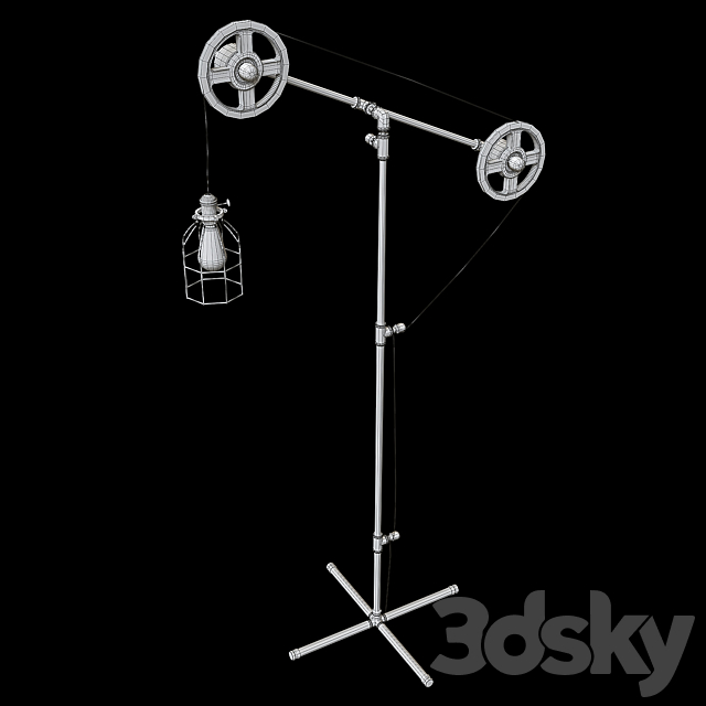 West Ninth Vintage Pulley Wheel Floor Lamp 3DSMax File - thumbnail 3