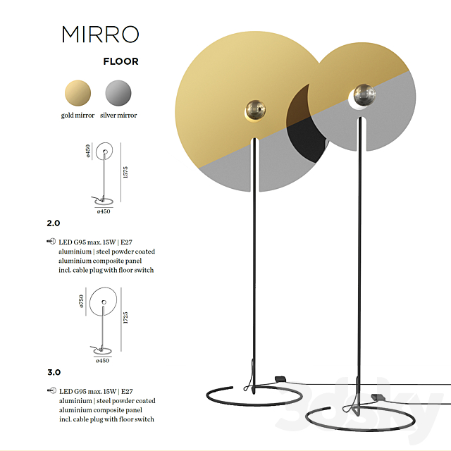 Wever & Ducre Mirro Floor lamp 3ds Max - thumbnail 2