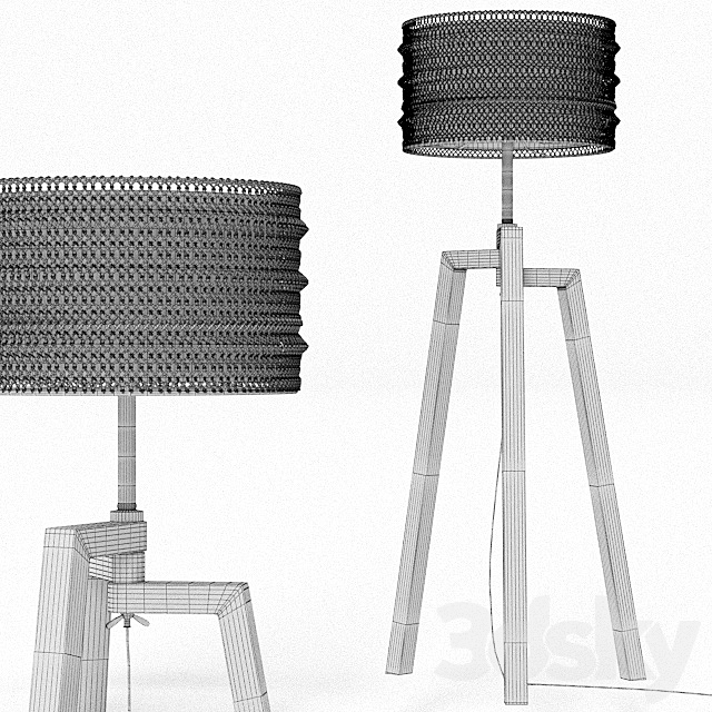 Wire Tripod lamp 3ds Max - thumbnail 2