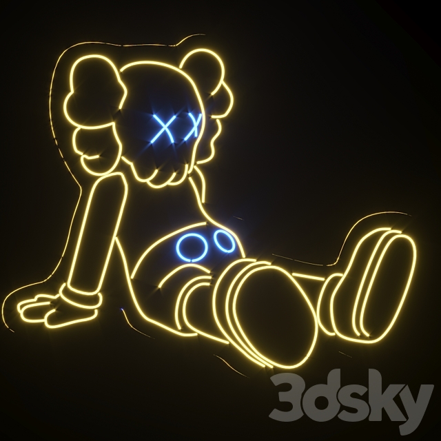 decorative lamp made of flexible neon KAWS 3ds Max - thumbnail 1