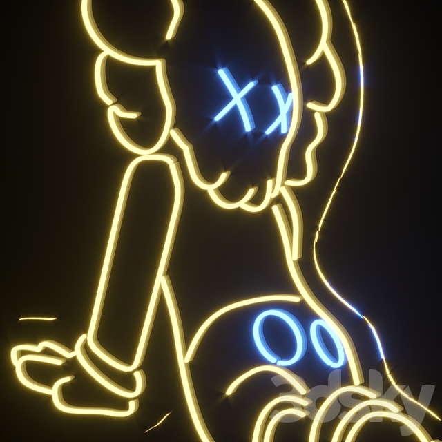 decorative lamp made of flexible neon KAWS 3ds Max - thumbnail 2