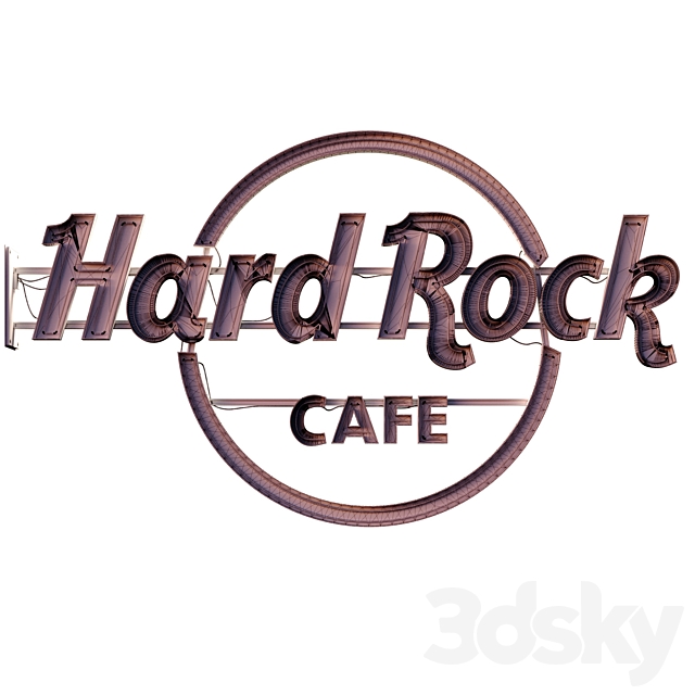 Hard Rock cafe neon sign 3DS Max Model - thumbnail 2