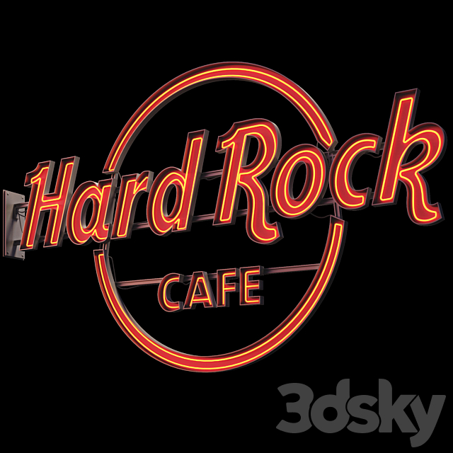 Hard Rock cafe neon sign 3DS Max Model - thumbnail 3