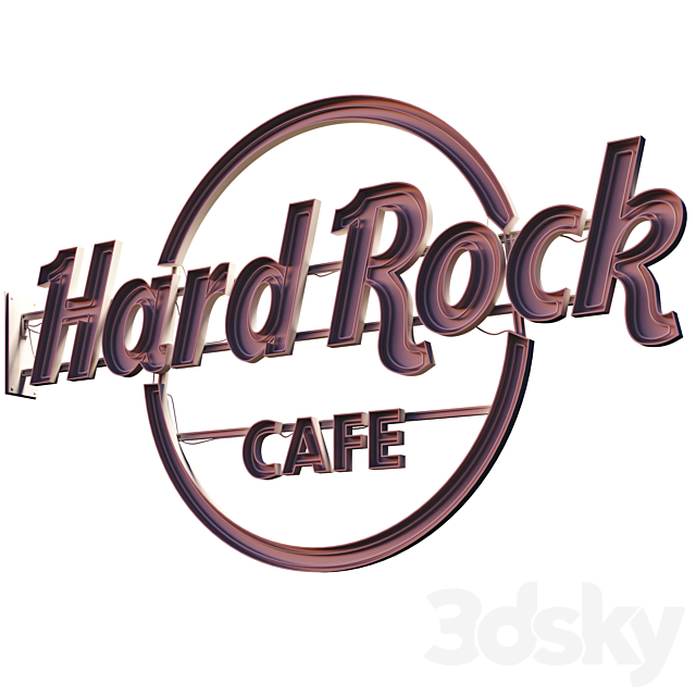 Hard Rock cafe neon sign 3DS Max Model - thumbnail 4