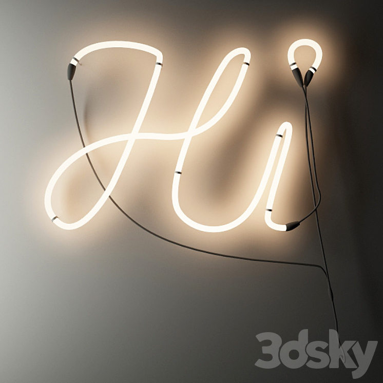 Hi neon sign 3DS Max - thumbnail 1