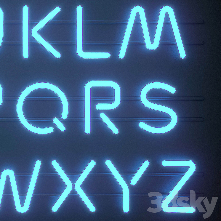 Light modules. Set 06. Neon Alphabet 3DS Max - thumbnail 2