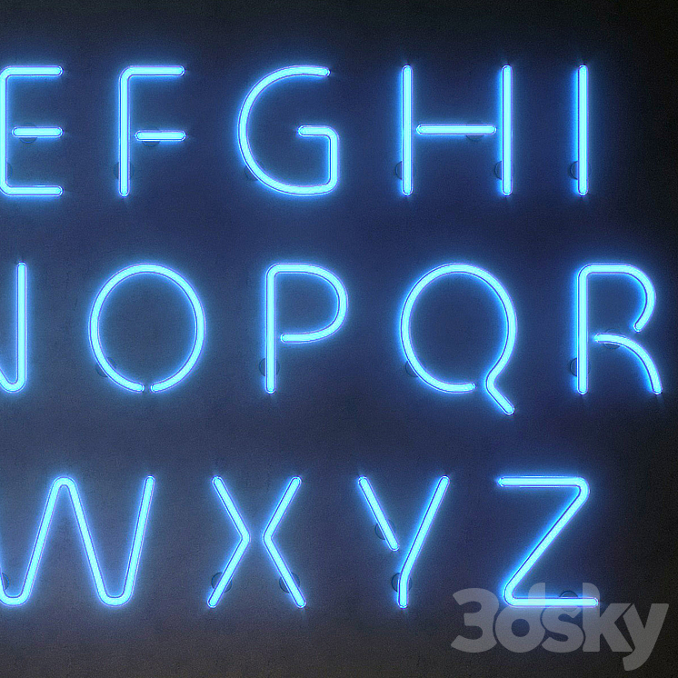 Light modules. Set 10. Neon Alphabet 3DS Max - thumbnail 2