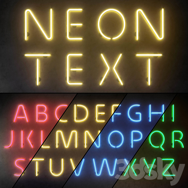 Light modules. Set 10. Neon Alphabet 3DSMax File - thumbnail 1