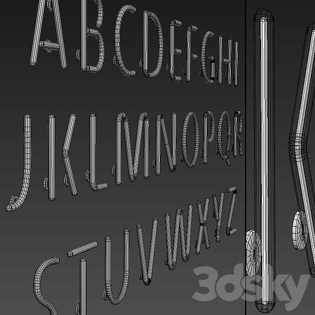 Light modules. Set 10. Neon Alphabet 3DSMax File - thumbnail 3