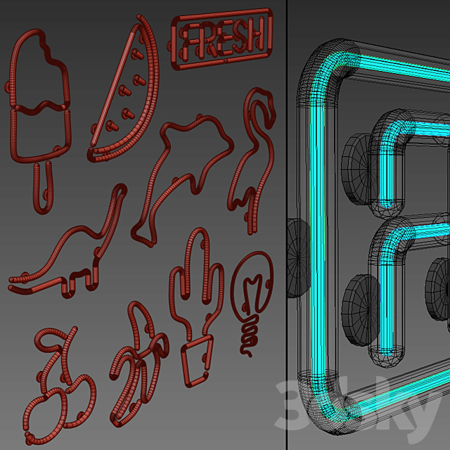 Light modules. Set 13. Neon 3DSMax File - thumbnail 3