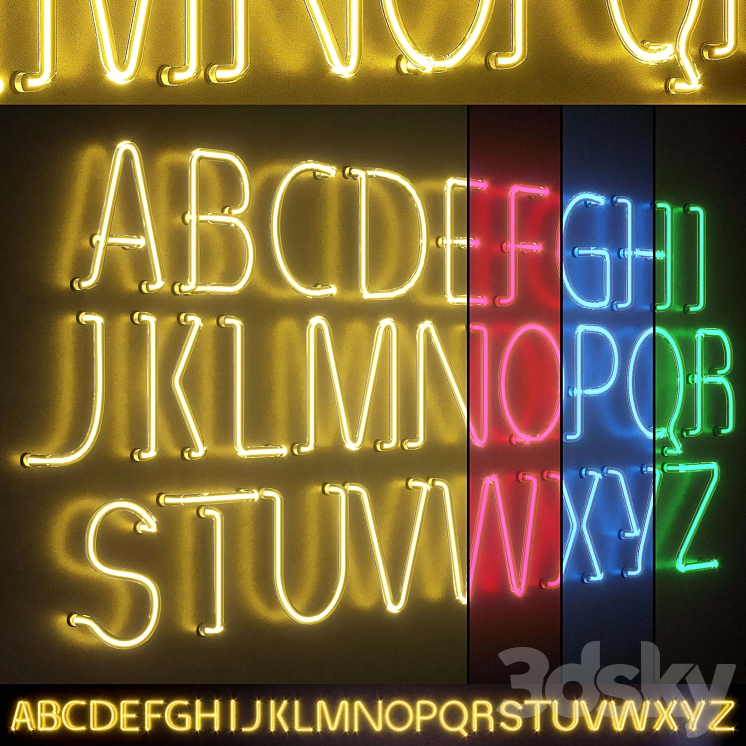 Light modules. Set 25. Neon Alphabet 3DS Max - thumbnail 1