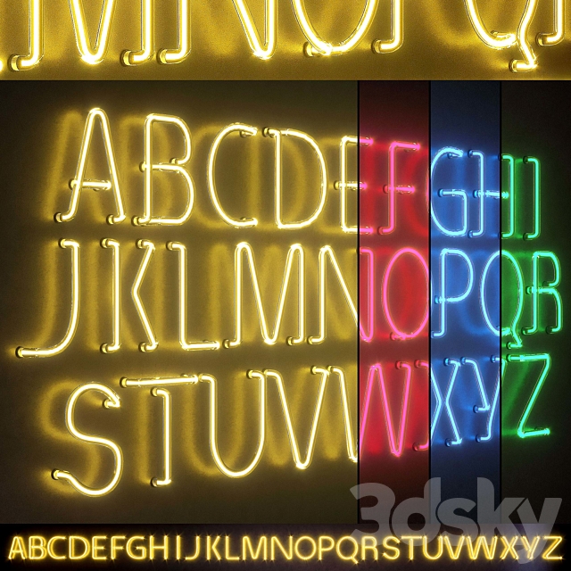 Light modules. Set 25. Neon Alphabet 3DSMax File - thumbnail 1