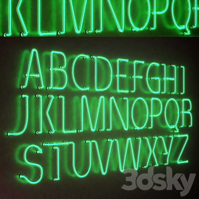 Light modules. Set 25. Neon Alphabet 3DSMax File - thumbnail 3