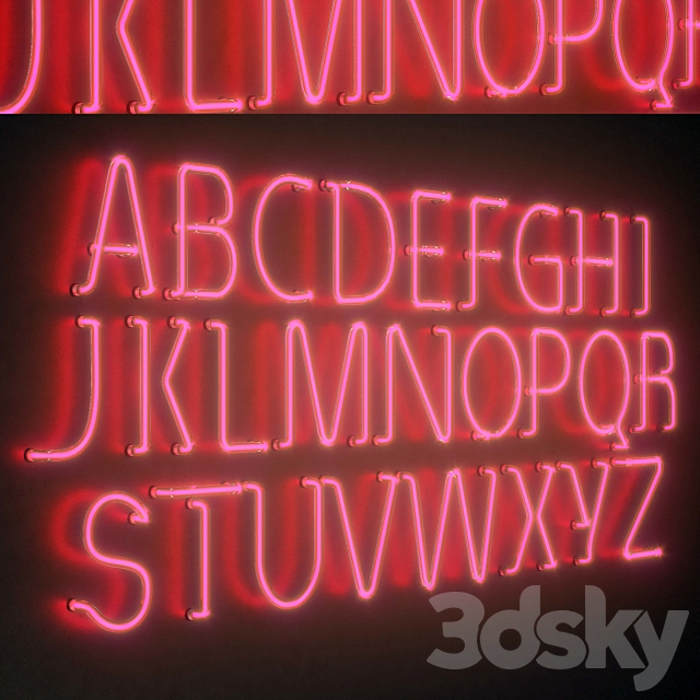 Light modules. Set 25. Neon Alphabet 3DSMax File - thumbnail 5