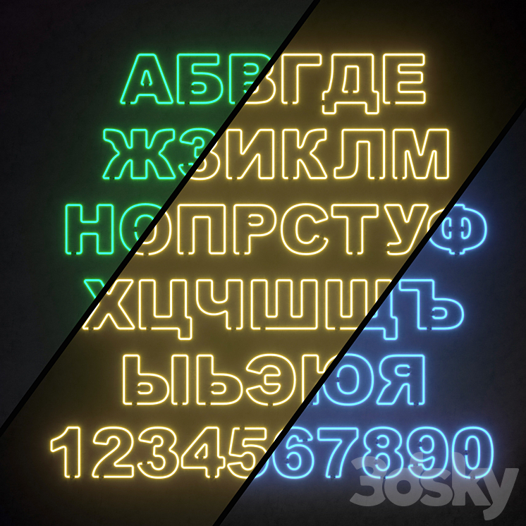 Light modules. Set 81. Neon Alphabet 3DS Max Model - thumbnail 1