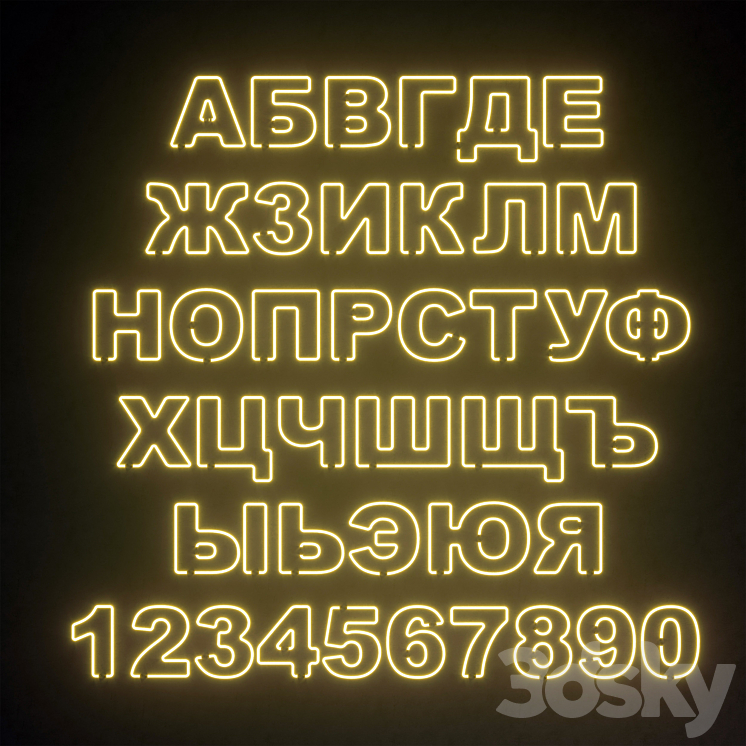 Light modules. Set 81. Neon Alphabet 3DS Max Model - thumbnail 2