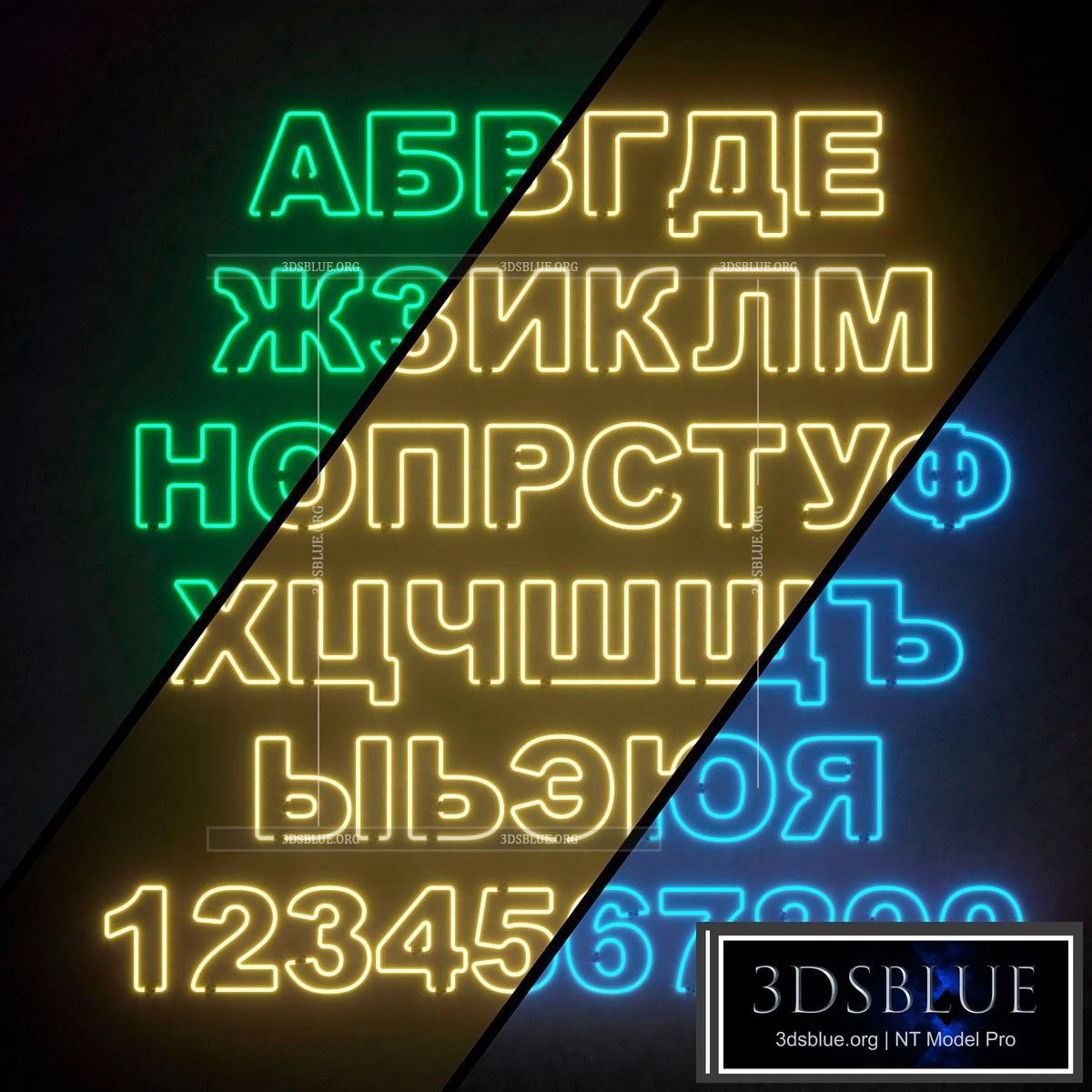 Light modules. Set 81. Neon Alphabet 3DS Max - thumbnail 3