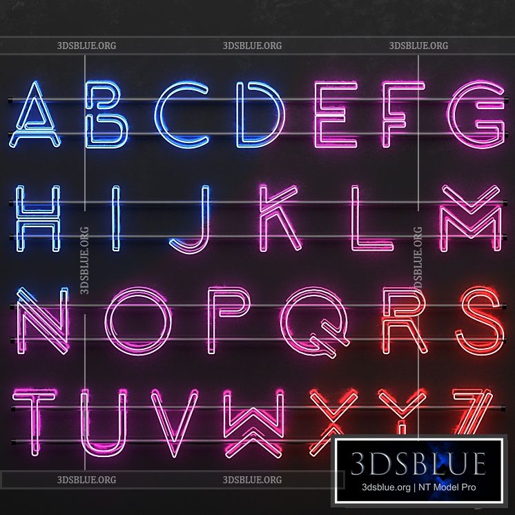 neon alphabet 3DS Max - thumbnail 3